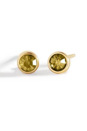 Mint & Lily Birthstone Bezel Studs in Gold-Tone /August Peridot at Nordstrom