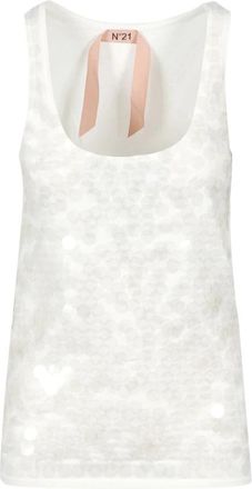 N&deg;21 N&deg;21 T-shirts en Poloshirts Melkwit - Dames - Tops zonder mouwen - Wit - XL - Pailletten - Tops
