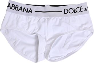 Dolce & Gabbana White Nylon Logo Waistband Shorts Womens Underwear