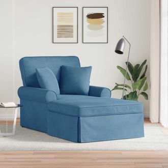 vidaXL Chaise Lounge Con Falda 3 Uds. Azul Tela De Pana Vidaxl