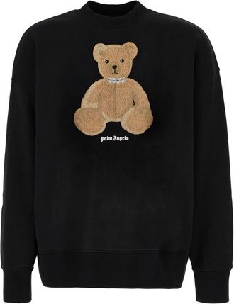 Palm Angels Textured Bear Graphic Sweatshirt - Heren - Sweatshirts - Zwart - S - Katoen - Hoodies & sweatvesten