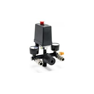 OEM Regulador De Presi&oacute;n De 165 X 130 X 200 Mm Con Interruptor De Presi&oacute;n Para Compresor Con 2 Indicadores, 2 Conexiones Y V&aacute;lvula De Seguridad, Reductor 