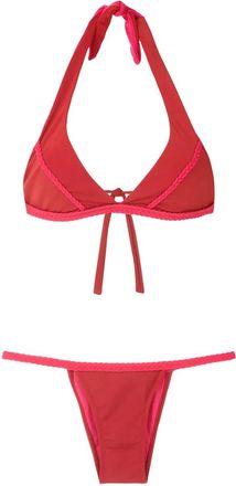 Amir Slama Bikini con orli intrecciati - Rosso