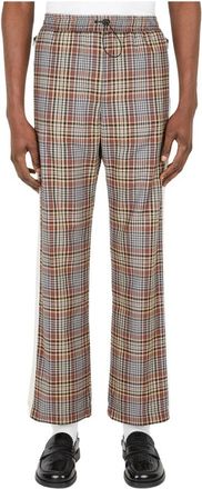 Ahluwalia Studio Geruite Wollen Broek - Heren - Straight fit broeken - Bruin - M - Wol - Broeken
