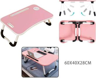 Trade Shop Trade Shop - Tavolino Pieghevole Rosa Supporto Per Computer Portatile Laptop Salvaspazio Casa