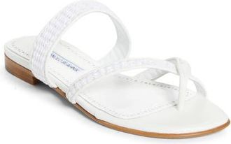 Manolo Blahnik Susa Crossover Sandal in White at Nordstrom, Size 10.5Us