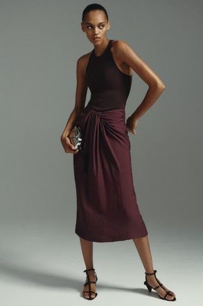 H&M Twist-detail Skirt in Plum Red at Nordstrom, Size 10