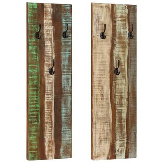 vidaXL Vidaxl - Percheros De Pared 2 Uds Madera Maciza Reciclada 36x3x110 Cm
