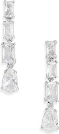 Nadri Spender Cubic Zirconia Linear Drop Earrings in Rhodium at Nordstrom Rack