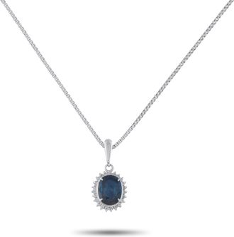 Luxury Bazaar Platinum 0.17ct Diamond and Sapphire Pendant Necklace MF03-041426