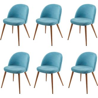 Hhg non utilizzato] Set 6x sedie poltroncine 097 design retro anni 50 trapuntate metallo velluto menta