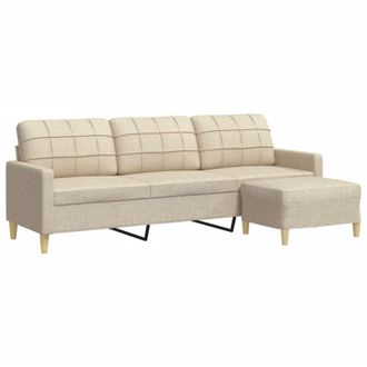 vidaXL Vidaxl - Sof&aacute; De 3 Plazas Con Taburete De Tela Crema 210 Cm