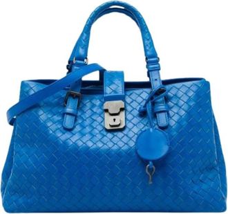 Bottega Veneta Pre-owned Small Roma Satchel - Dames - Vintage Handtas - Blauw - ONE Size - Leer - Vintage