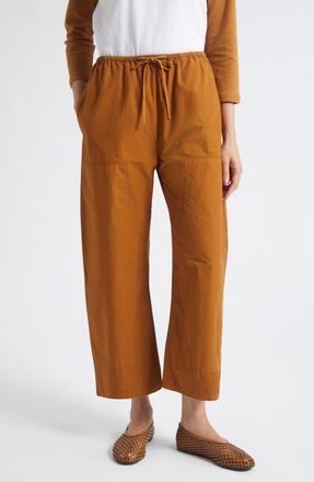 Leset Kyoto Cotton Drawstring Utility Crop Pants in Copper at Nordstrom, Size X-Large