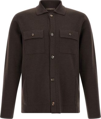 Zanone Dark Brown Button-Up Cardigan