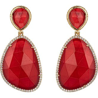 Eye Candy Los Angeles Double Drop Stone Earrings in Red at Nordstrom Rack