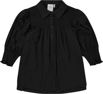 Munthe Feminine Smocked Blouse - Dames - Blouses - Zwart - S - Overhemden