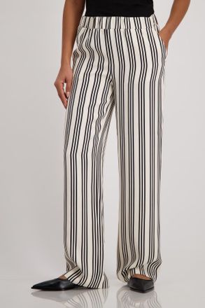 Monari Anzughose MONARI, Damen, Gr. 34, N-Gr, schwarz (beige schwarz gestreift), Web, Obermaterial: 100% Viskose, gemustert, gestreift, mehrfarbig, regular f