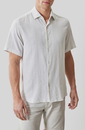 Robert Barakett Satoru Short Sleeve Button-Up Shirt in String at Nordstrom, Size Xx-Large