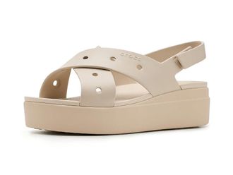 Crocs Brooklyn 4U Low Wedges Womens Sandals Frappe/Cross-strap : 10 M, Synthetic