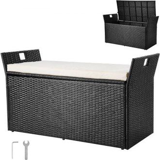 OEM Banco De Almacenamiento De Rat&aacute;n Sint&eacute;tico Ba&uacute;l De 125 X 55 X 70 Cm Con Coj&iacute;n Y Asas Laterales Asiento C&oacute;modo Para 2 Personas Soporta Hasta 362,9 Kg P