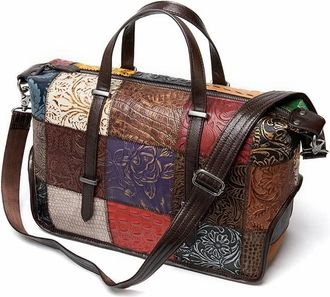 Generic Genuine Leather Hobo Handbag for Women, Ladies Contrast Color Patchwork Tote Bag Crossbody Casual Shoulder Bag, Handbag-03