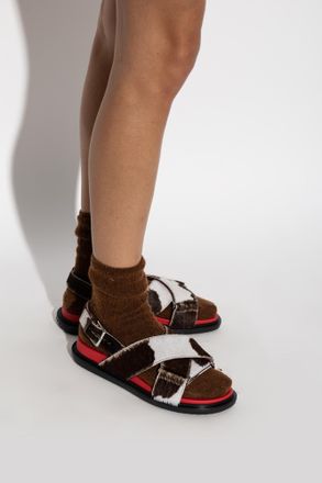 Marni Leather Sandals, Womens, Brown