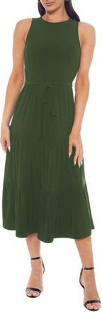 Tash And Sophie Tiered Midi Dress in Olive at Nordstrom Rack, Size X-Large