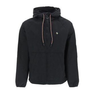 Marcelo Burlon Embroidered Logo Windbreaker Jacket - Heren - Zomerjassen - Zwart - S - Jassen