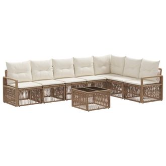 vidaXL Conjunto De Sof&aacute;s De Jard&iacute;n 8 Pcs Beige Rat&aacute;n Sint&eacute;tico Vidaxl