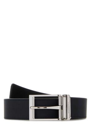 Burberry Navy Blue Check Buckle Belt