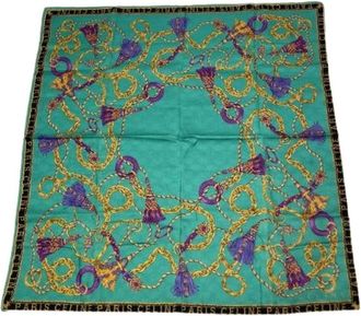 Celine Pre-owned Scarves, female, Green, Size: ONE SIZE Pre-owned Silk Scarf