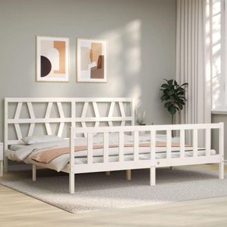 vidaXL Bed Frame without Mattress White 200x200 cm Solid Wood Pine Vidaxl