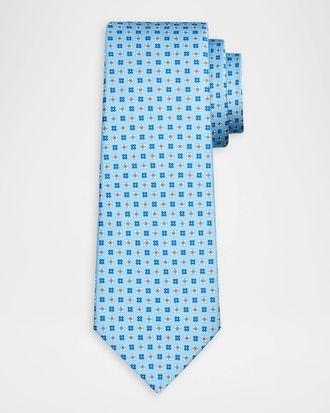 Kiton Men & apos;s Geometric Floral Silk 7-Fold Tie