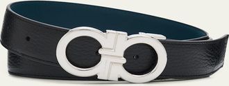Ferragamo Mens Reversible Leather Gancini-Buckle Belt