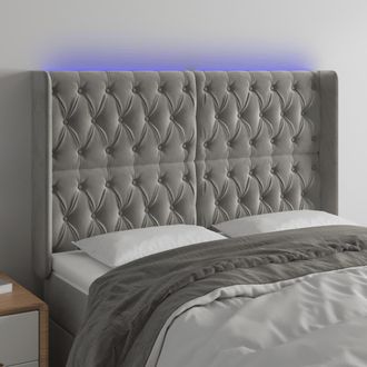 vidaXL Cabecero Con Led De Terciopelo Gris Claro 147x16x118/128 Cm Vidaxl