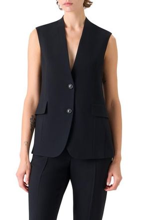 Akris Martina Tailored Wool Blend Vest in Black at Nordstrom, Size 10