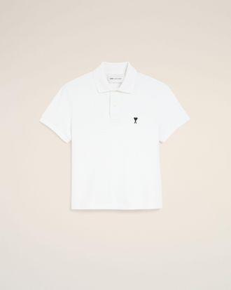 Ami Ami Paris - White cotton polo with Ami de Coeur White - Size: XXL - for Women