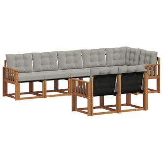 vidaXL Conjunto De Sof&aacute;s De Exterior 8 Pcs Gris Natural Y Claro Vidaxl