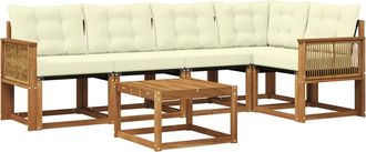 vidaXL Conjunto De Sof&aacute;s De Exterior 6 Uds. Natural Y Crema Vidaxl