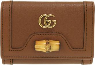 Gucci Bamboo Brown Leather Wallet (Tri-Fold) (Pre-Owned)