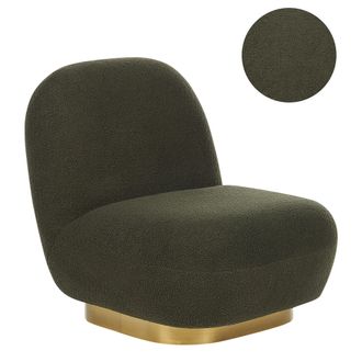 Beliani Beliani - Sill&oacute;n Glamuroso Art Deco Base Dorada Tapicer&iacute;a Tela Boucl&eacute; Verde Loviisa