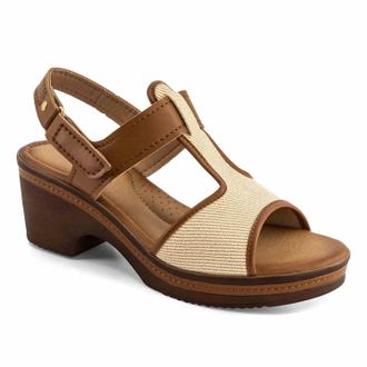 Andrea Womens Ankle-Strap Platform Sandal In Beige