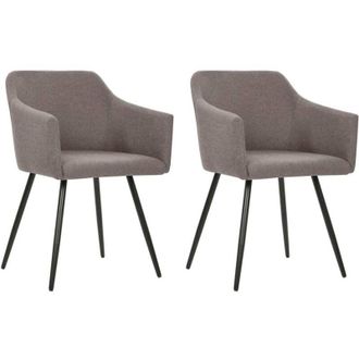 vidaXL Sillas De Comedor 2 Unidades Tela Gris Taup&eacute; Vidaxl