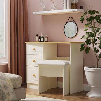 Welcome Furniture Byland Ready Assembled Vanity in Cream Ash & Modern Oak - Welcome Furniture | TJ Hughes