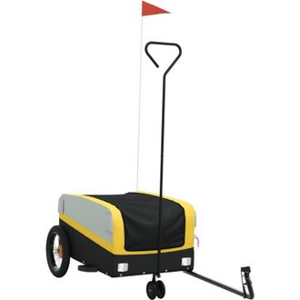 vidaXL Remolque Para Bicicleta Hierro Negro Y Amarillo 30 Kg Vidaxl