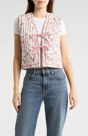 Wishlist Floral Quilted Vest in Ecru/Tose at Nordstrom Rack, Size Medium