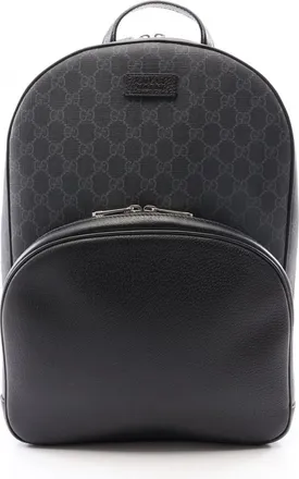 Gucci Black Coated Canvas Leather Backpack (Pre-Owned)