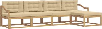 vidaXL Conjunto De Sof&aacute;s De Exterior 4 Uds. Y Beige Poli&eacute;ster Vidaxl