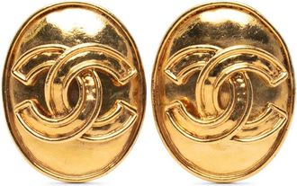 Chanel 1994 CC Oval vergulde oorclips - Goud